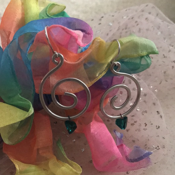 Aluminum Dangle Earrings Aqua. - Picture 3 of 5